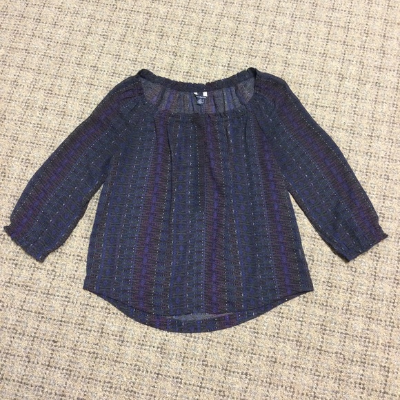 American Eagle Outfitters Tops - ❌SOLD❌ American Eagle Outfitters Blue Black Pink 3/4 Sleeve Shear Blouse * S
